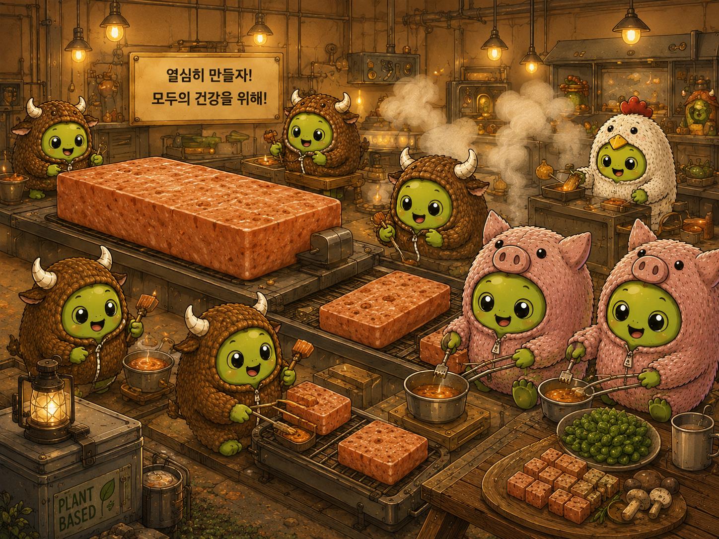 콩들의 공장 — 열심히 만들자! 모두의 건강을 위해!